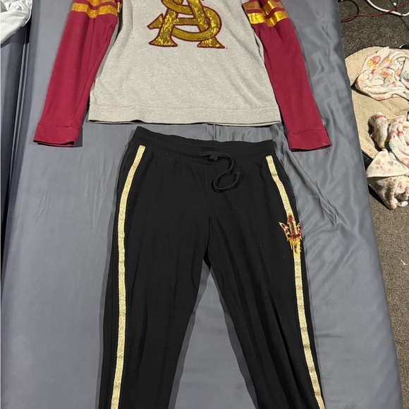 ASU Maroon & Gray Glitter Logo Sweatshirt and Joggers Set - Picture 3 of 10
